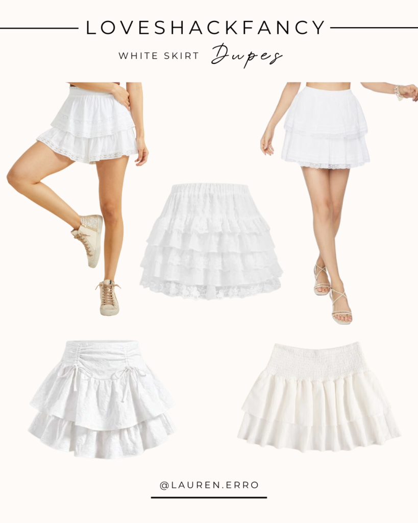 LoveShackFancy love Shack fancy inspired dupe white skirt lace ruffle