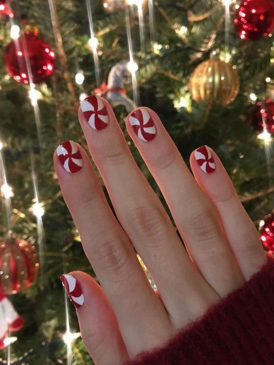 peppermint candy swirl nails