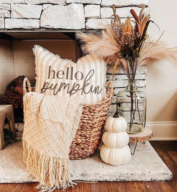 cozy fall fireplace decor