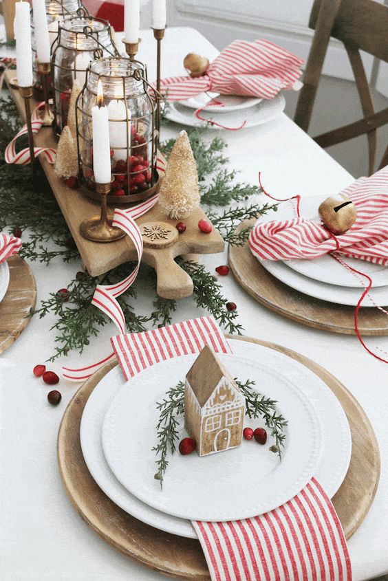 Christmas Table decor candy cane stripes