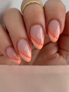 geometric orange french tip