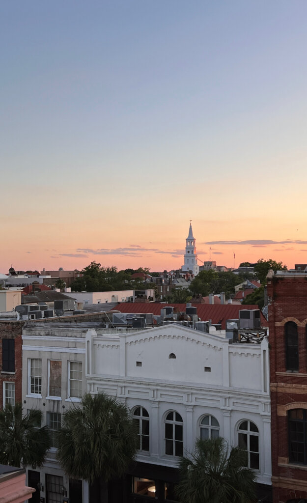 The sunset from The Vendue in Charleston